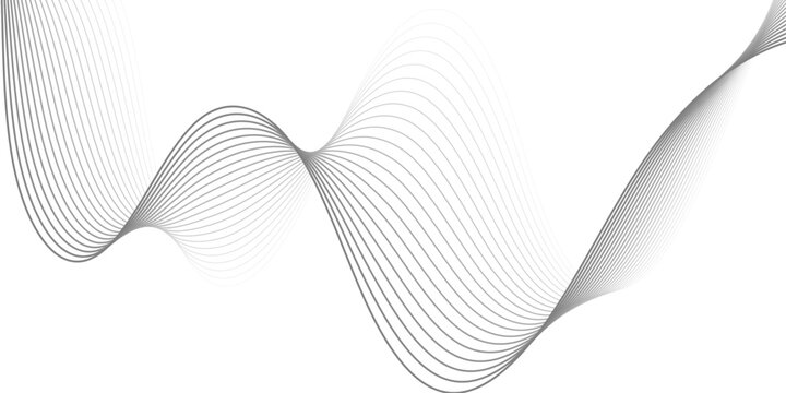 Abstract flowing wave pattern with parallel grey lines on a white background, dynamic curved linear motion