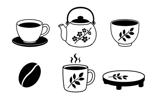 Coffee,  Tea, Icons, symble, glass, tra
