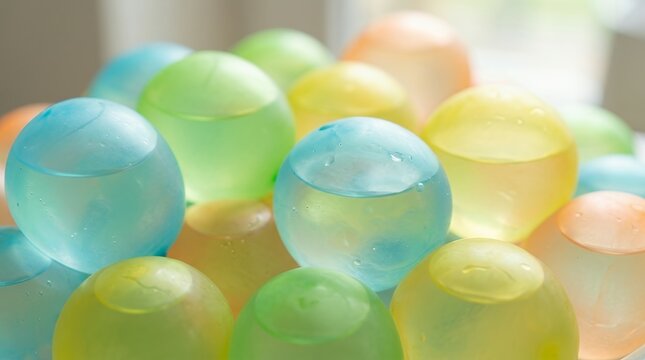 Inflatable Flexible Rubber Bubble Spheres Filled With Air and Water Creating Bouncy Squishy Playful Toy Concept Background inflatable bubble ball jelly balloon toy sphere bouncy squishy flexible