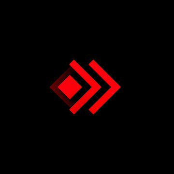 Modern red geometric arrow diamond icon on black background