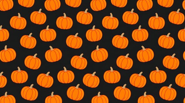 Colorful pumpkins pattern on dark background for autumn season