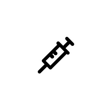 Minimalist syringe icon with plunger and needle