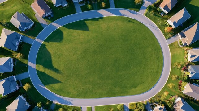 Oval Cul de Sac around Large Grass Copy Space