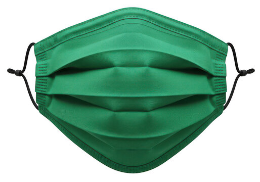Green medical face mask for health protection isolated on transparent background