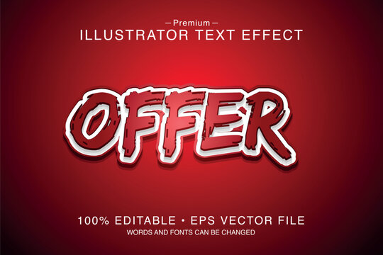 Adobe Illustrator-style 3D typographic text effect featuring the word &ldquo;OFFER&rdquo; in bold, chunky, hand-drawn display lettering. 