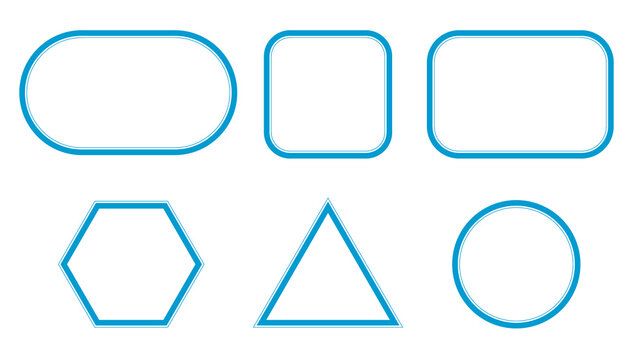 Blue line frame set geometry shape label border simple badge tag circle oval PNG illustration