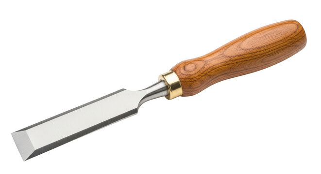 Metal wood chisel with a wooden handle for carpentry work