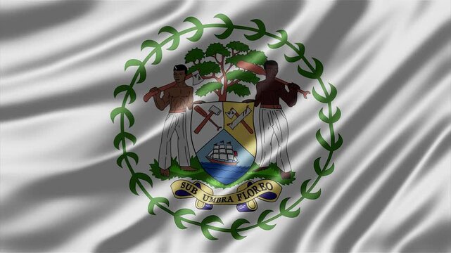 Belize national flag waving with realistic silk fabric texture motion animation captured in high quality digital render video footage loops