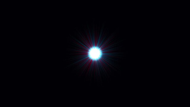 A glowing celestial star with red and blue chromatic aberration light rays