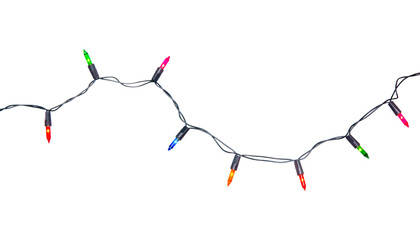 Naklejka premium String of Christmas lights isolated on transparent background.