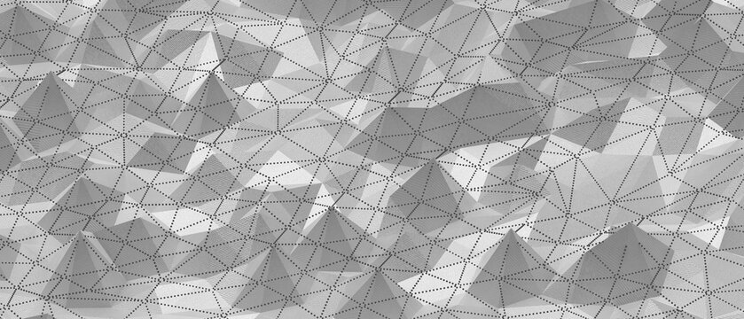 Modern abstract geometric mesh pattern background with dotted lines in light gray tones