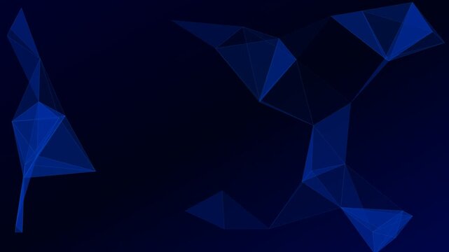 Abstract geometric blue wireframe structure on a dark gradient background