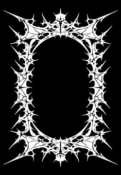 Dense Thorn Cartouche Frame with Small Skull Crest and Aggressive Neo Tribal Spikes