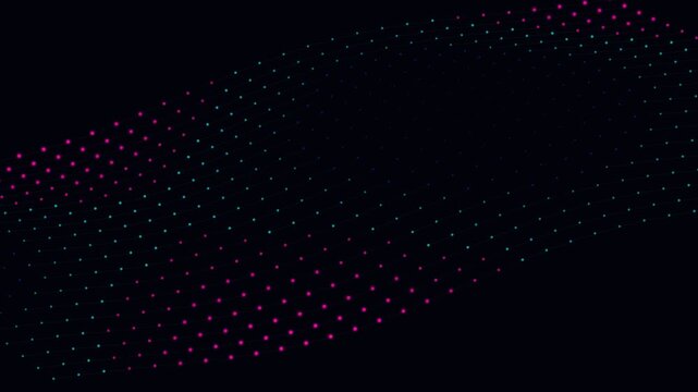 Abstract background with a pattern of glowing pink and teal light dots