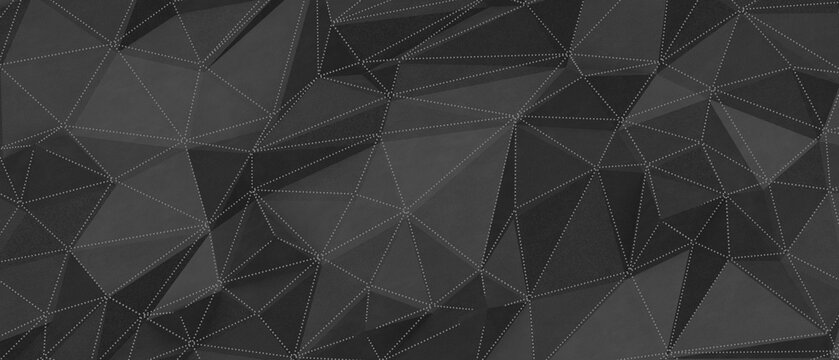 Modern abstract dark geometric pattern with polygons and dotted lines, futuristic digital background