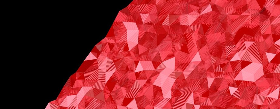 Geometric red pattern with black background area, abstract texture design