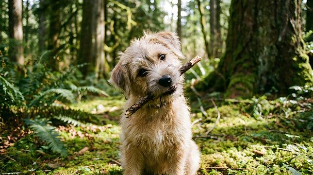 Curious reindeer standing in a green forest
