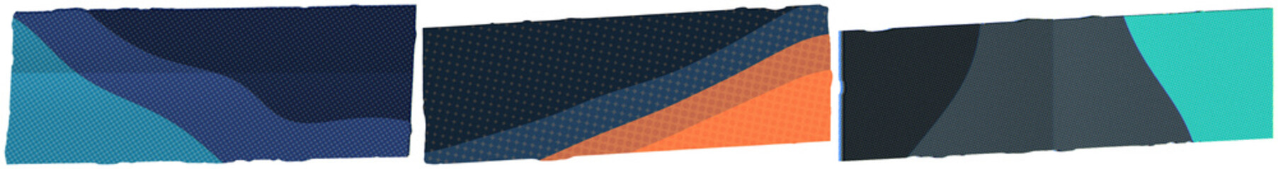 Fototapeta premium A retro risograph-style collage of three halftone tape strips in bold geometric color blocks.