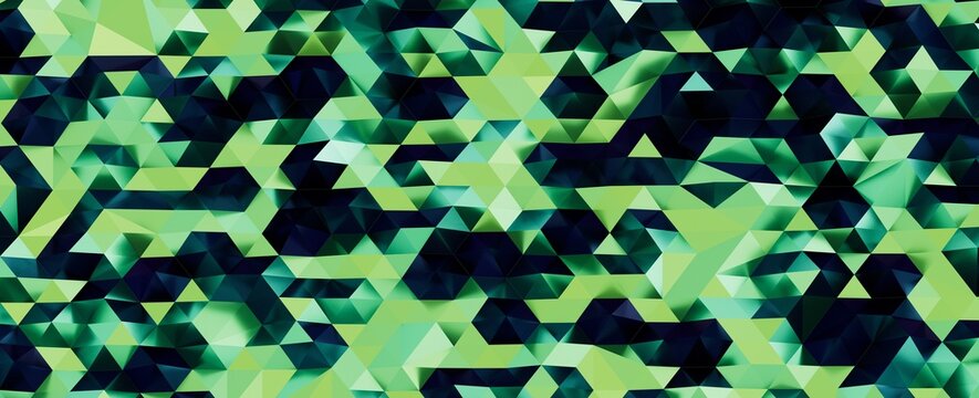 Intricate abstract pattern with geometric shapes and varied green tones.