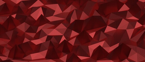 Naklejka premium Seamless abstract low poly geometric background in deep red tones, digital art