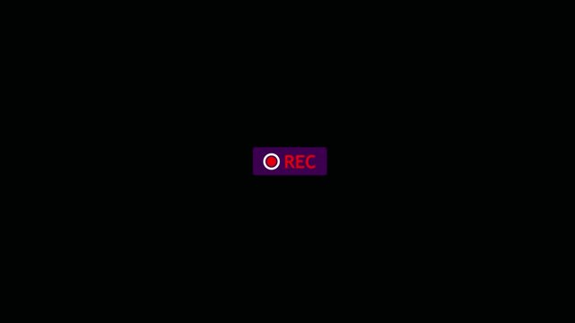 Flashing camera recording icon overlay with red rec status indicator for video editing
