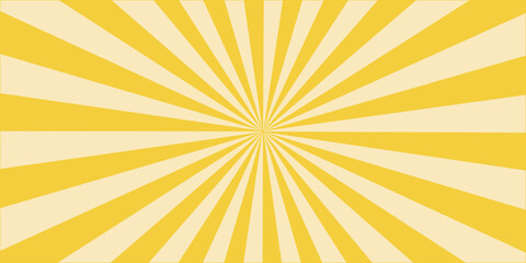 Fototapeta premium A sunburst graphic design with radiating yellow and cream stripes evokes a retro vibe and energetic mood.