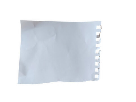 A torn piece of white notebook paper with a jagged spiral edge