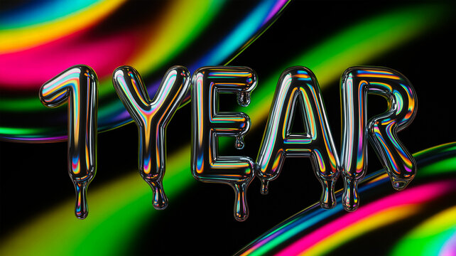1 year anniversary typography illustration