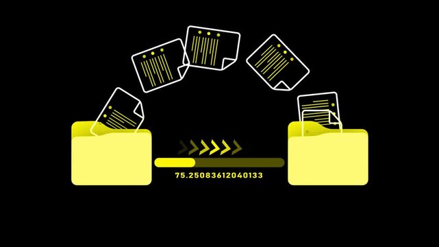 Data communication progress animation. data upload and download. Digital file sharing process. Futuristic technology network background. Data exchange interface. 4k animated video.