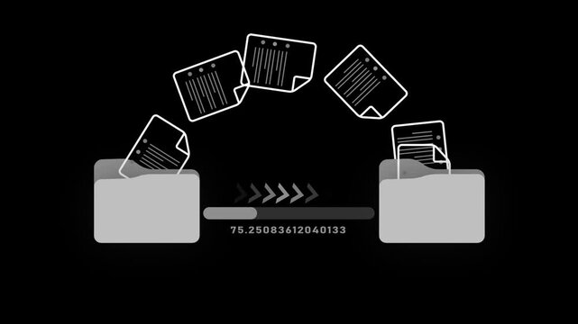 Data communication progress animation. data upload and download. Digital file sharing process. Futuristic technology network background. Data exchange interface. 4k animated video.