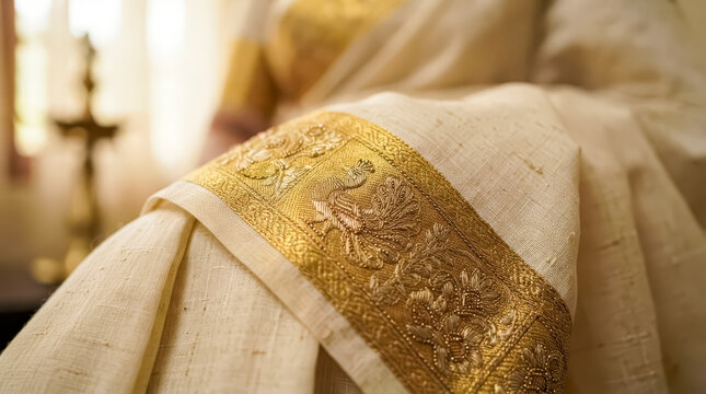 Kerala saree pallu design, kerala kasavu saree, kerala saree collections, kerala kasavu handloom, handloom kerala saree, gold zari pallu, peacock motif pallu, temple motif pallu, zari floral pallu.