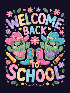 Welcome Back to School cowboy cactus western classroom graphic
