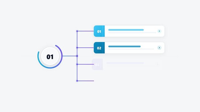 Modern infographic animation with numbered list, clean corporate data visualization, blue business diagram for presentations