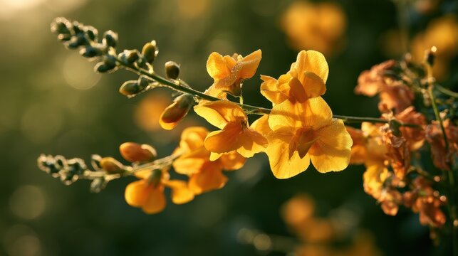 Stages of Growth: Close-Up of Yellow Flowers in Varying Bloom Stages