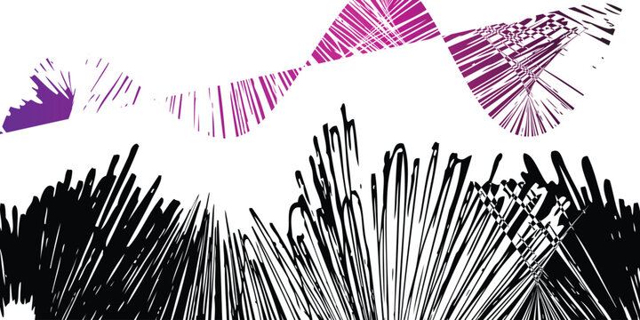 Abstract scribble vector background, purple and black hand drawn ink strokes, artistic wave pattern with messy line art, expressive textured brush strokes for modern graphic design