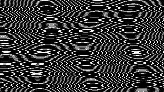 Black and White Concentric Oval Wave Pattern Motion Background