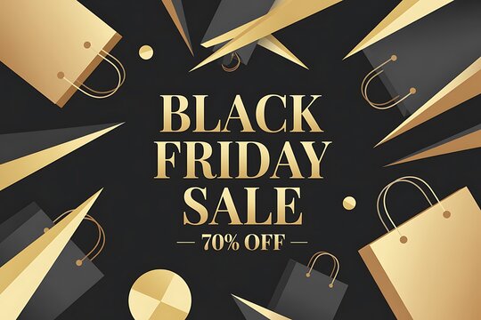 Black friday sale announcement with gold accents and a dark luxurious background