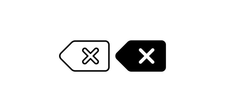 Back arrow icons black outline and solid black representing delete cancel or return actions.