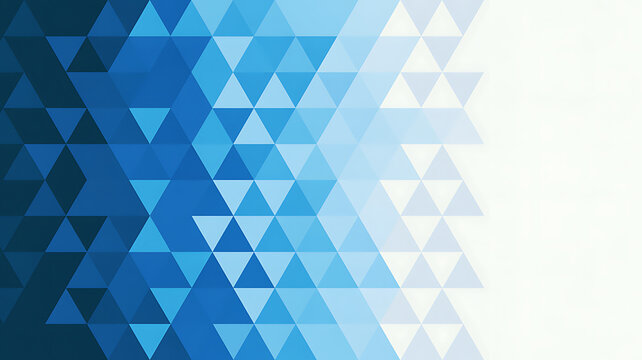 Abstract geometric background, with blue triangles, pattern fading to, white on the, right side.