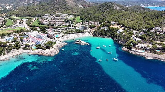 Spanien, Mallorca,  Camp de Mar - from Sea to Playa, Luftaufnahme
