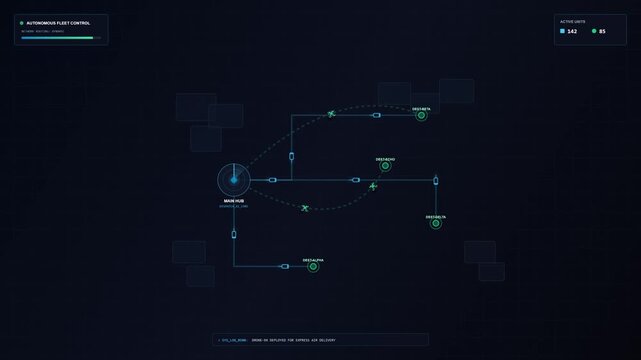 Smart Logistics Fleet Management System Automating Global Supply Chain Flow Motion Illustration