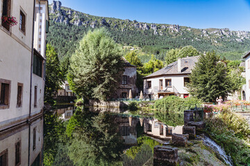 Fototapeta premium Florac Trois Rivieres, Lozere, France - The charming ancient village of Florac in the Cevennes