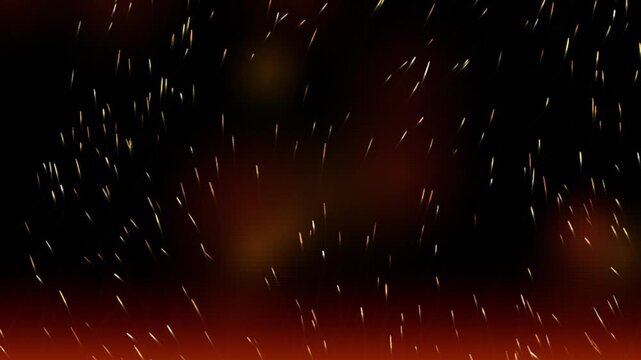 Golden fire sparks rising against dark background, abstract particle overlay effect embers particles