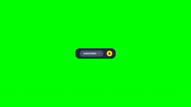Animated subscribe button and bell icon on green screen