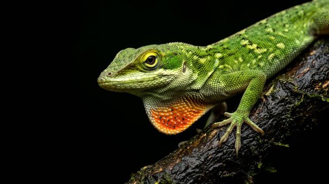knight anole lizard close up isolated on black background studio portrait in cuba video