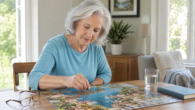 Puzzle habit supports mental fitness through focus and problem solving, linking healthy aging, leisure, cognition, patience and independent daily activity after 60 each week.