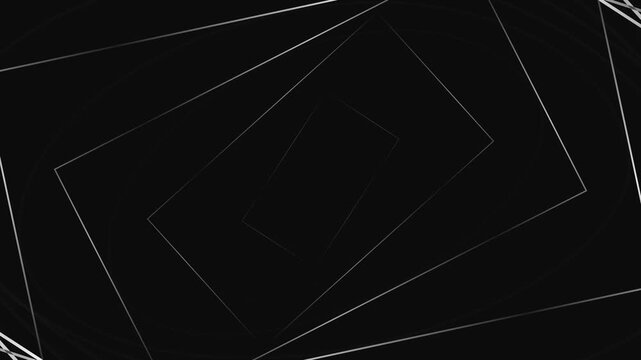 Abstract geometric pattern of concentric white rectangles on black background