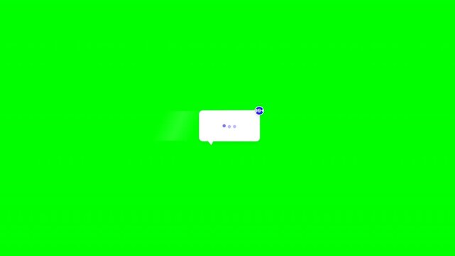 Chat message comment bubble pop animation on green screen