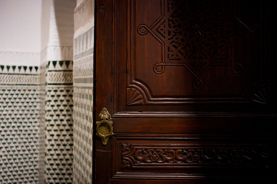 Arabic designs on the buildings in Marrakesh, Morocco.