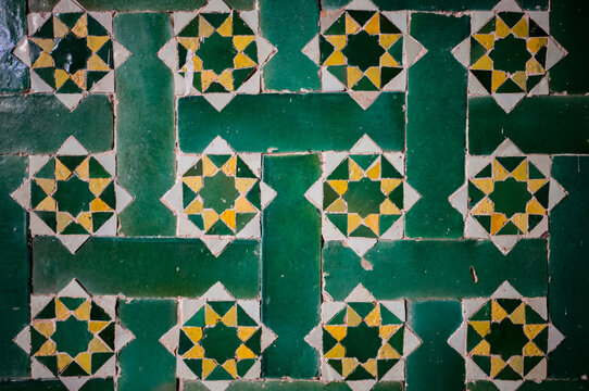 Arabic designs on the buildings in Marrakesh, Morocco.